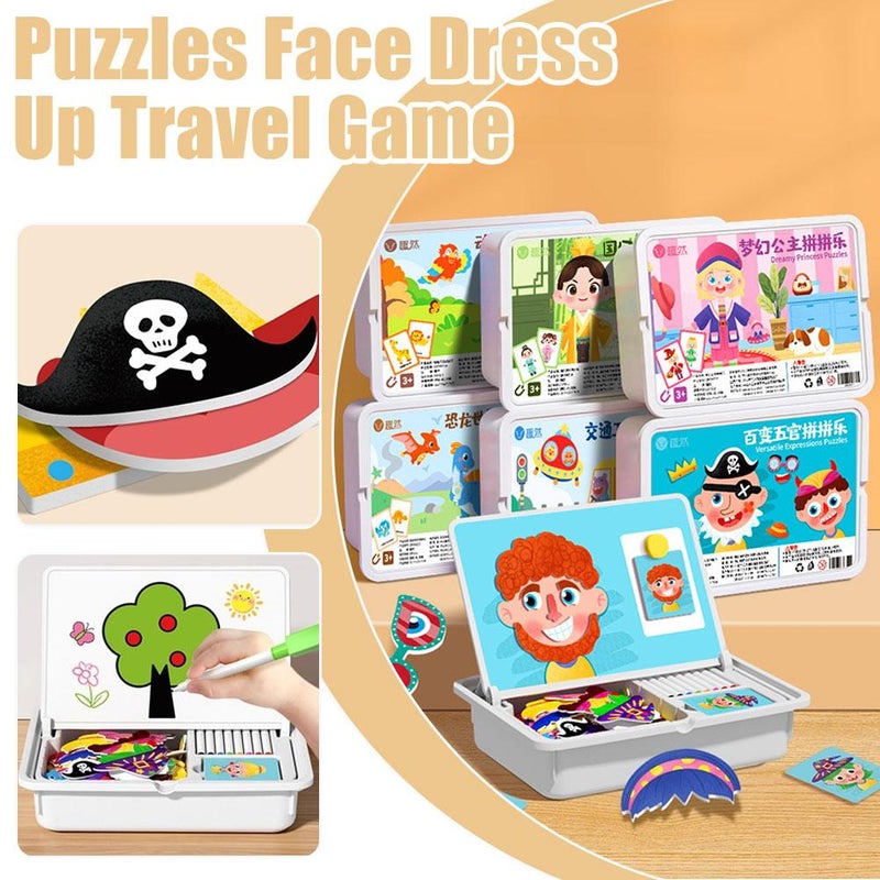 Magnetic Dress-Up Puzzle Book – Creative Magnetic Face & Outfit Game, New Upgrade Educational Travel Toy (Expression Changing Show) ﻿ (Yellow) - Image 4
